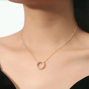 NEW! Elegant & Minimalist CZ Cubic Zirconia Circle of Life Pendant Necklace